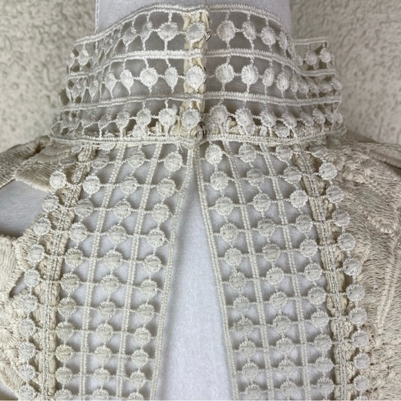 NWT Nicole Miller Ivory Boho Sleeveless Open Back knee Length Bridal Dress Sz 6 - Picture 4 of 5